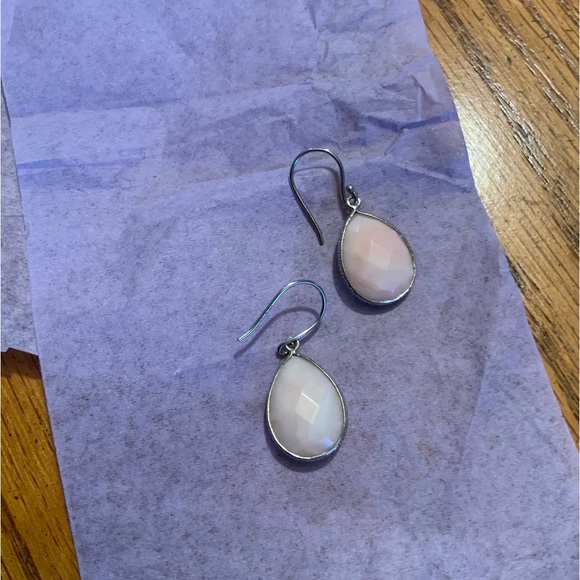 NIB JTV Pink Peruvian Opal Dangle Teardrop 925 Earrings - Picture 4 of 5